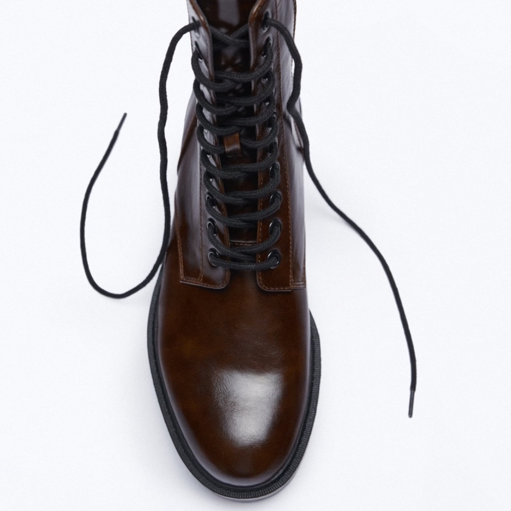 Zara Chocolate Brown Boots SZ 8 - Picture 4 of 7